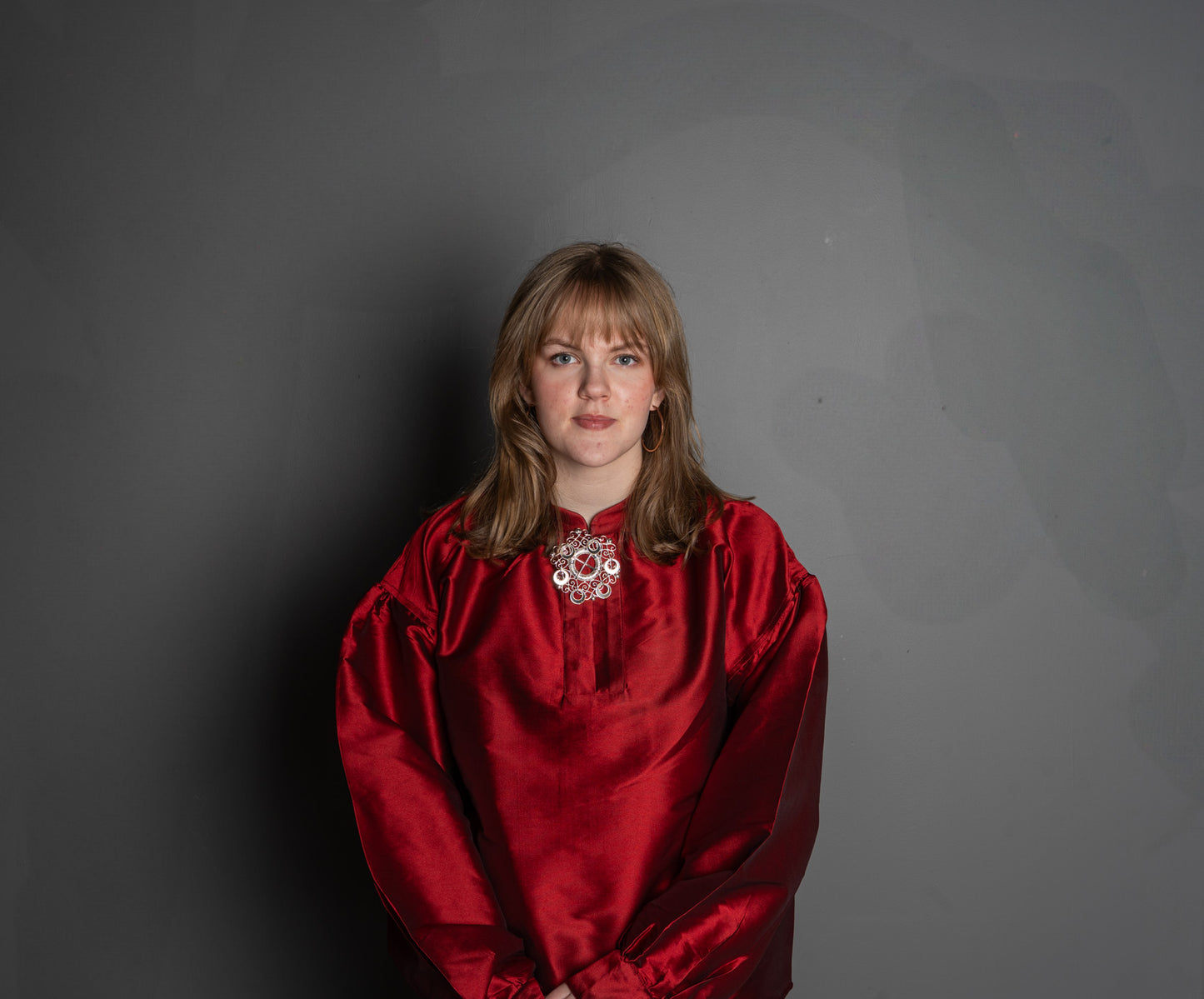 Silkeskjorte vinrød